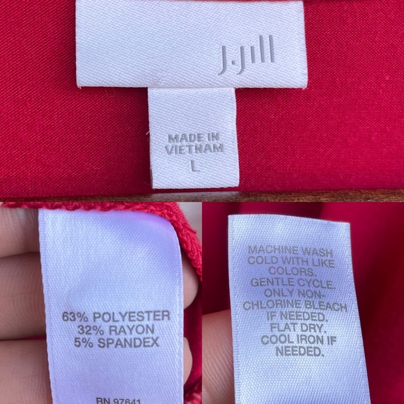 J Jill Womens Shirt Tunic Red Pleated Hem Pullover Long Sleeve Vented Large - Picture 8 of 9